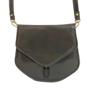 Vintage Grey Leather Crossbody Handbag 🇮🇹 Made in Italy